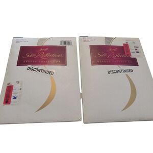 Hanes Silk Reflections Opaque Control Top Tights EF Wheat Mushroom E16 Vtg 2pk